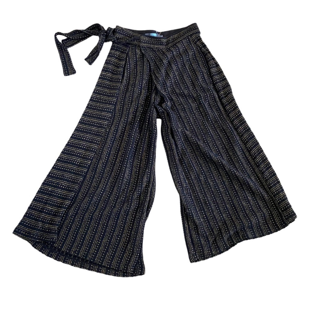 Anthropologie Eva Franco wide leg cropped black knit pants size XS